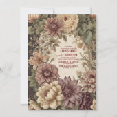 金ゴールドパープルヴィンテージウェディングウィリアム・モリス 招待状 (正面)