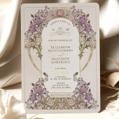 金ゴールドパープルヴィンテージウェディングウィリアム・モリス 箔招待状