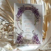 金ゴールドパープルヴィンテージウェディングウィリアム・モリス 箔招待状