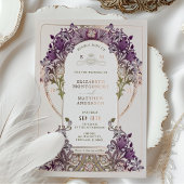 金ゴールドパープルヴィンテージウェディングウィリアム・モリス 箔招待状