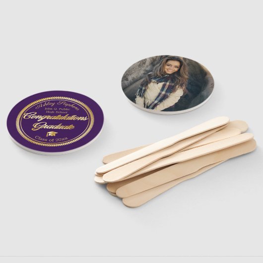 金ゴールドパープル卒業写真クラス2023 ハンドファン (組立なし)