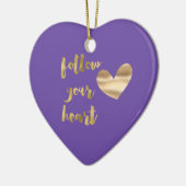 金ゴールドパープル後を追ハート セラミックオーナメント (左)