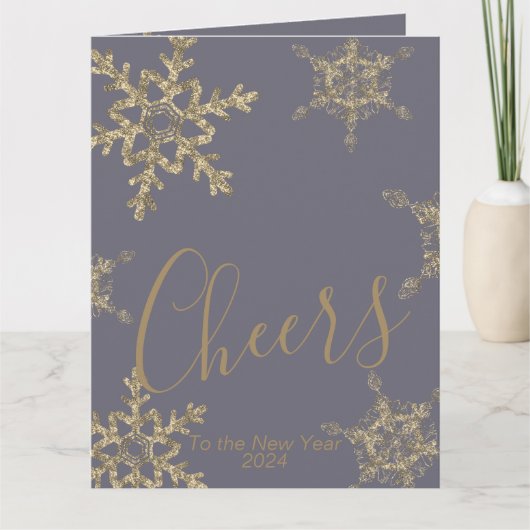 金ゴールドパープル応援の新年企業の カード (正面)