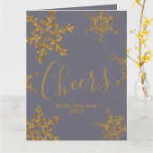 金ゴールドパープル応援の新年企業の カード (黄色い花)