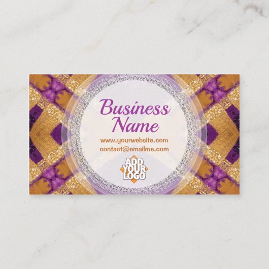 金ゴールドパープル明るい赤紫色ヒーリングエネルギー 名刺 (裏面)
