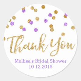金ゴールドパープル紙吹雪ブライダルシャワーメッセージカード ラウンドシール