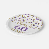 金ゴールドパープル紙吹雪応援から60年誕生日 ペーパープレート (アングル)