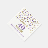 金ゴールドパープル紙吹雪応援40年誕生日 スタンダードカクテルナプキン (角)