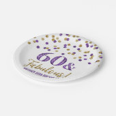 金ゴールドパープル紙吹雪60と素晴らしい ペーパープレート (アングル)