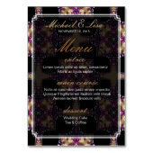 金ゴールドパープル結婚トライバルのメニュー+テーブル番号カード テーブルナンバー (裏面)