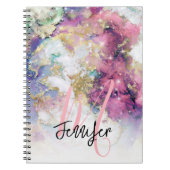 金ゴールドパープル銀河系宇宙モノグラムカスタム ノートブック (正面)