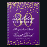 金ゴールドパープル30th Birthdayゲストブック紙吹雪 ノートブック<br><div class="desc">紫エレガント色のパーティー金ゴールドグリッター紙吹雪の30番目のテンプレート。簡単を使用し、簡単をカスタマイズします。今すぐご注文ください。</div>