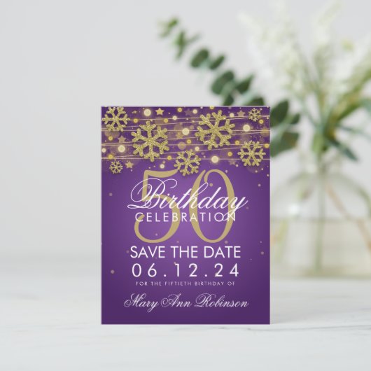 金ゴールドパープル50誕生日救日付き冬 セーブザデート (スタンド正面)