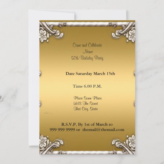 金ゴールドパープルAnyパーティの招待状金ゴールドパープル 招待状 (裏面)