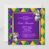 金ゴールドパープルSweet sixteenマスカレードパーティー 招待状 (裏面)