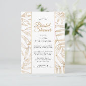 金ゴールドパームシンプルトロピカルブライダルシャワー招待状 招待状 (スタンド正面)