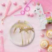 金ゴールドパームツリーズピグラデーションンク ペーパープレート (パーティー)