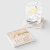 金ゴールドパームツリーズピンクグラデーショングリッタードリーム ストーンコースター (横)