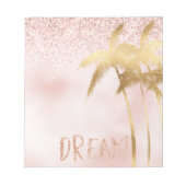 金ゴールドパームツリーズピンクグラデーショングリッタードリーム ノートパッド (正面)