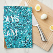 金ゴールドパームツリードリームアクアグリッター キッチンタオル (四つ折り)