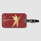 金ゴールドパームツリードリームレッドグリッター ラゲッジタグ (正面横)