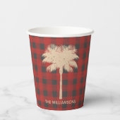 金ゴールドパームバッファローチェックパーソナライズされた 紙コップ (裏面)