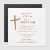 金ゴールドパームパーソナライズされたクロス マグネット招待状 (正面/裏面)