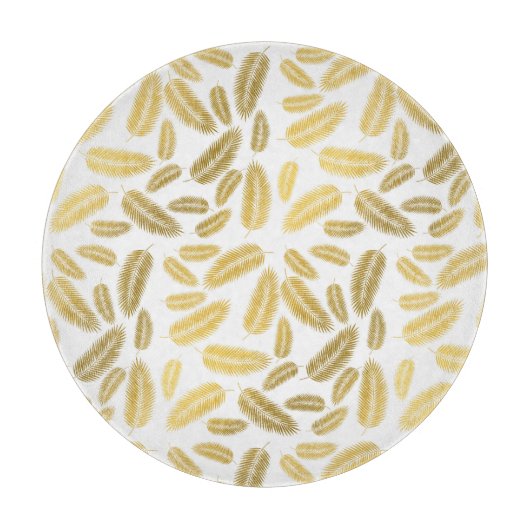 金ゴールドパームフェイク葉パターンシェルパブランケットAccen カッティングボード (正面)