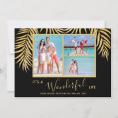 金ゴールドパームフォトコラージュクリスマス シーズンカード (正面)