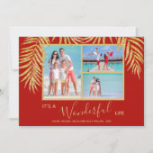 金ゴールドパームフォトコラージュクリスマス シーズンカード (正面)
