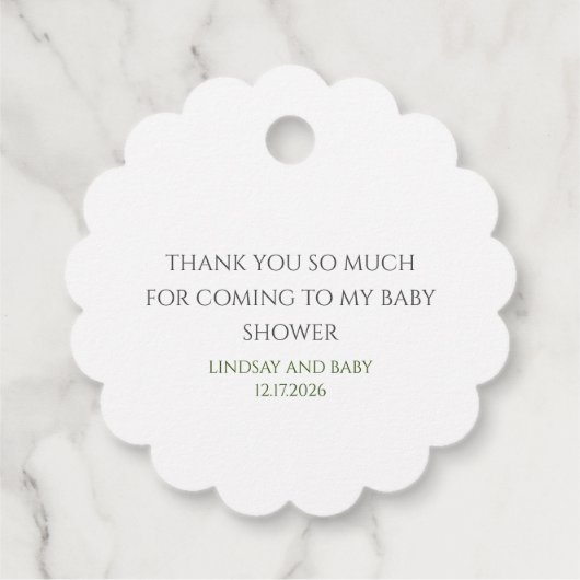 金ゴールドパームリーフトロピカルベビーシャワーありがとう フェイバータグ (裏面)