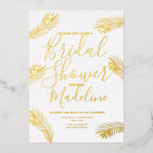 金ゴールドパームリーフブライダルシャワーフォイル押し結婚付け