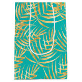 金ゴールドパーム葉ターコイズ ミディアムペーパーバッグ (裏面)