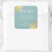 金ゴールドパーム葉ビーチ結婚式ウェルカムサンキュー スクエアシール (バッグ)