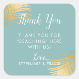 金ゴールドパーム葉ビーチ結婚式ウェルカムサンキュー スクエアシール