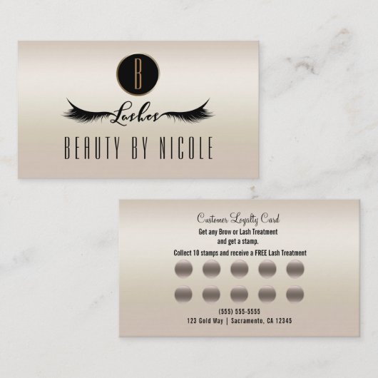 金ゴールドパールきらめくまつげ顧客ロイヤリティカード ロイヤリティカード (正面/裏面)