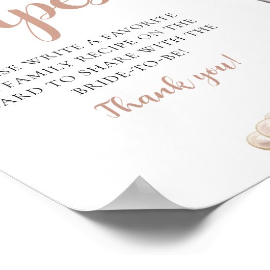 金ゴールドパールとプロセッコシャンパンレシピ標識 ポスター (角)