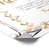 金ゴールドパールとプロセッコシャンパンレシピ標識 ポスター (角)