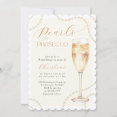 金ゴールドパールとプロセッコブライダルシャワー 招待状 (正面)