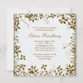 金ゴールドパールフローラ女性50th誕生日パーティー 招待状 (裏面)