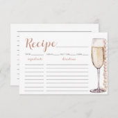 金ゴールドパールプロセッコブライダルシャワーレシピカード 招待状 (正面/裏面)
