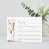 金ゴールドパールプロセッコブライダルシャワーレシピカード 招待状 (スタンド正面)