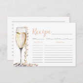 金ゴールドパールプロセッコブライダルシャワーレシピカード 招待状 (正面/裏面)