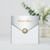 金ゴールドパールホワイトブライダルシャワー 招待状 (スタンド正面)