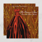 金ゴールドパールレッドドレスレッド金ゴールドキンセアニェラ 招待状 (正面/裏面)