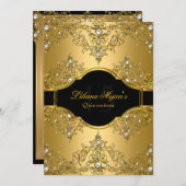 金ゴールドパールヴィンテージグラマーキンセアニェラ 招待状 (正面/裏面)