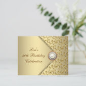 金ゴールドパール女性50thバースデーパーティー 招待状 (スタンド正面)