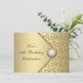 金ゴールドパール女性50thバースデーパーティー 招待状 (スタンド正面)