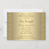 金ゴールドパール女性50thバースデーパーティー 招待状 (裏面)