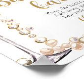 金ゴールドパール&プロセッコシャンパンバブリーバーサイン ポスター (角)